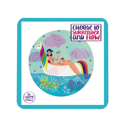 Multicolor The 'Go With The Flow' Set Of 2 Square Wooden Coaster