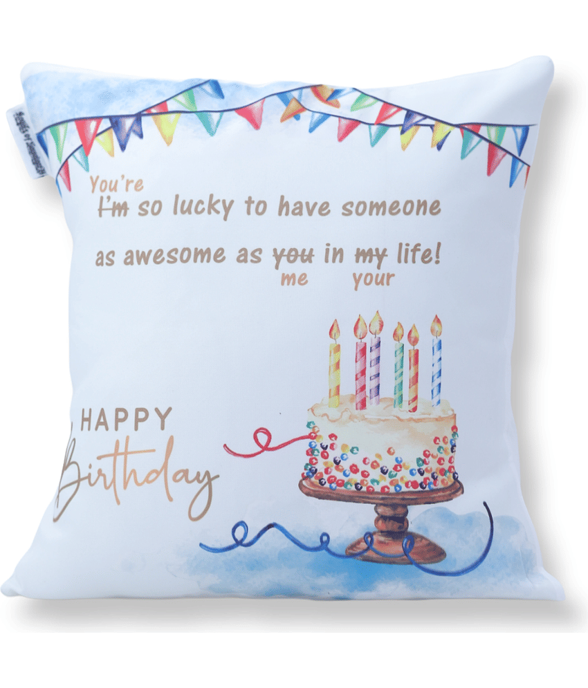 Ros - White Polyester Gifting Printed Cushion