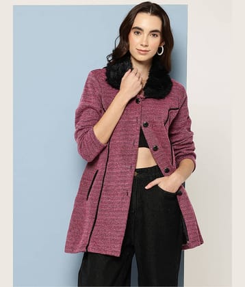 Aarika Women Woollen Shirt Collar Cardigan ( Pink )