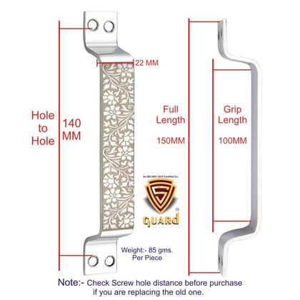 S-GUARD Stainless Steel Door & Cabinet Handles, Knobs Handles-Size-6 Inch-6 Pcs-Laser Printed Design-SSL28