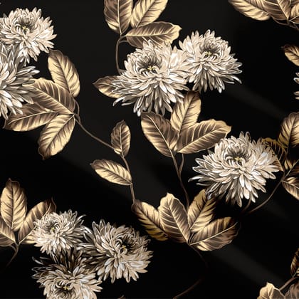 golden look floral Print Fabric-Cotton