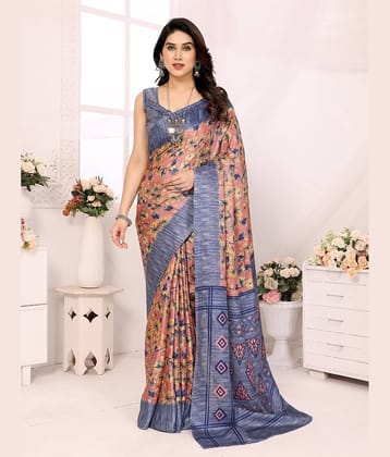 BLEESBURY Mysore Silk Printed Saree With Unstitched Blouse Piece ( Grey )