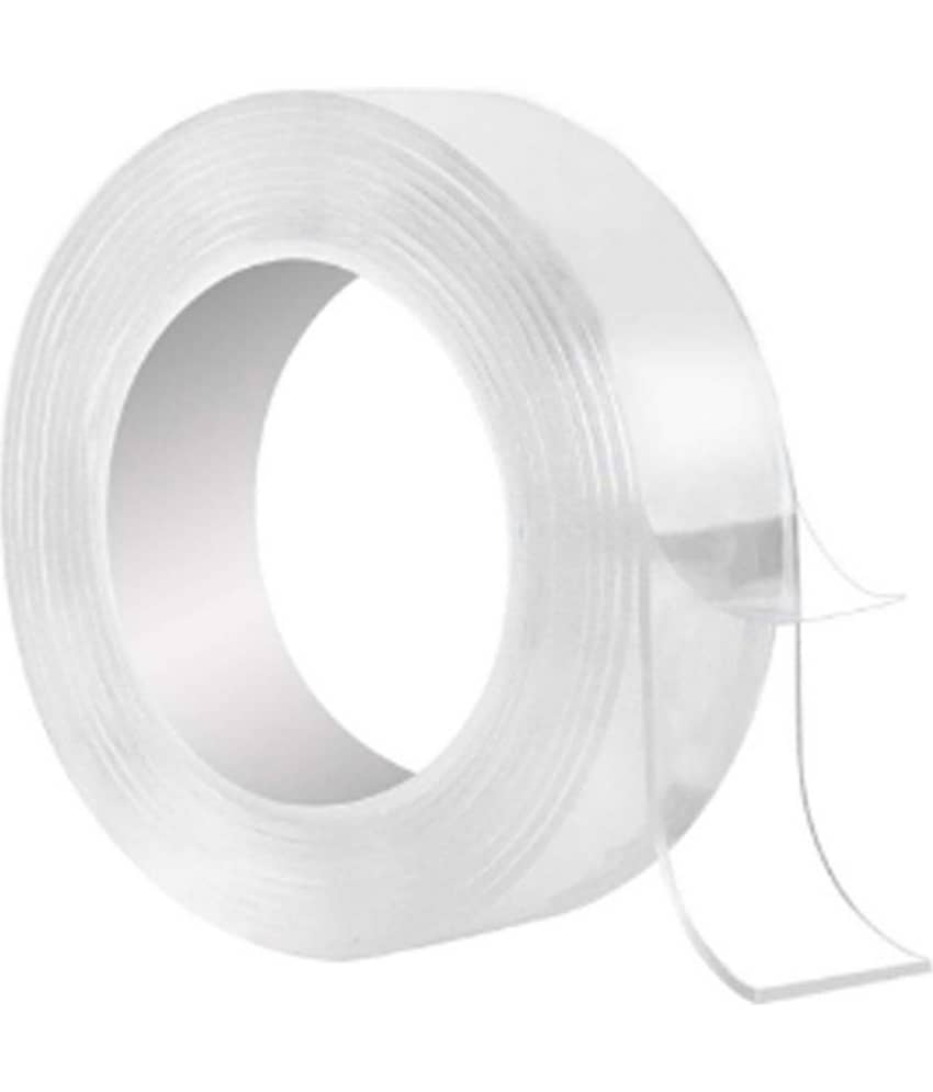 Colourtales Double Sided Adhesive Silicon Tape Transparent Heavy Duty Heat Resistant Multipurpose Removable Traceless Mounting Tape for Walls- Washable Reusable Strong Sticky Nano Strips Grip Tape