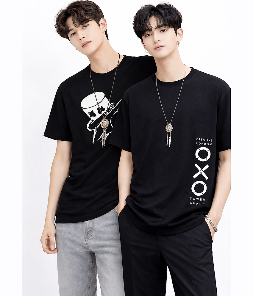 attitude start of fashion Men Polyester Regular Fit Printed T-Shirt ( Black )