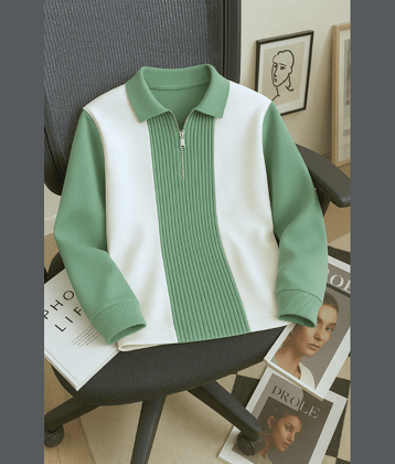 Try This Men Cotton Blend Regular Fit Colorblock Polo T Shirt ( Black )