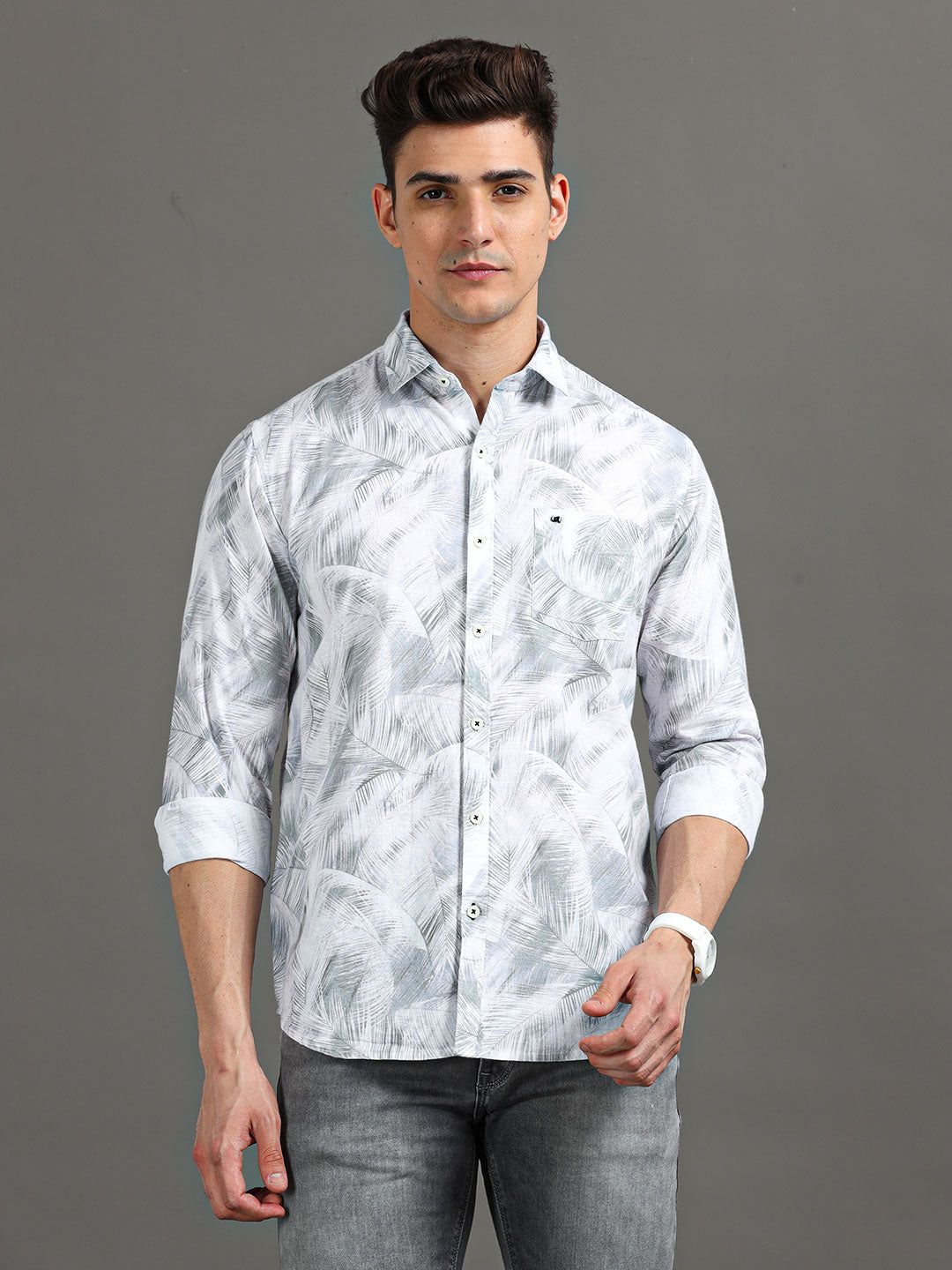 Men's Beach Wear Slim Fit Shirt | Rick Rogue-Olive / M/38
