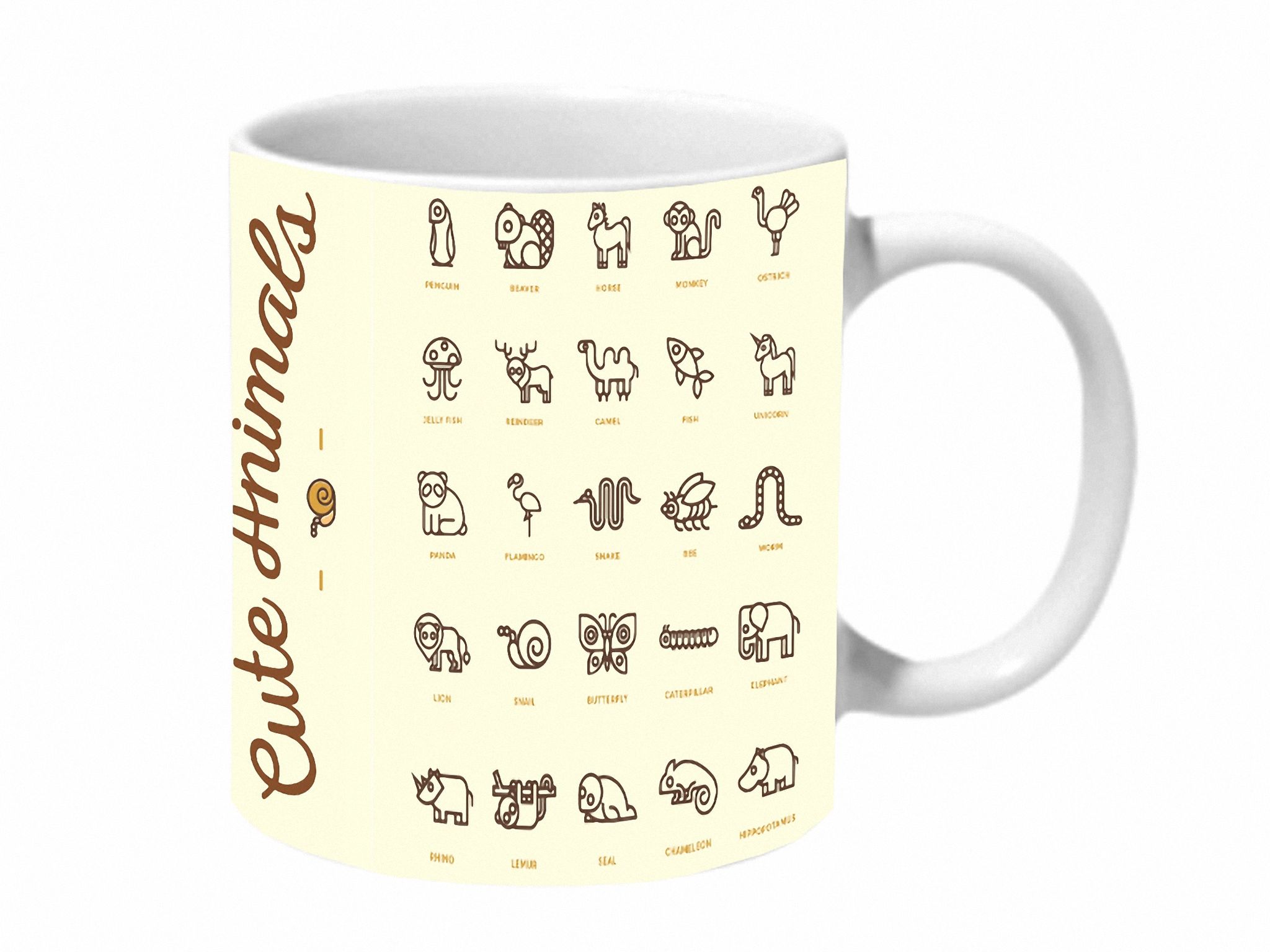 Multicolor 50 Cute Animals Ceramic Mug