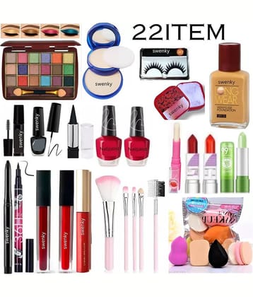 Swenky Glam Look Makeup Kit Complete Face, Nail & Lip Set (Pack of 21)