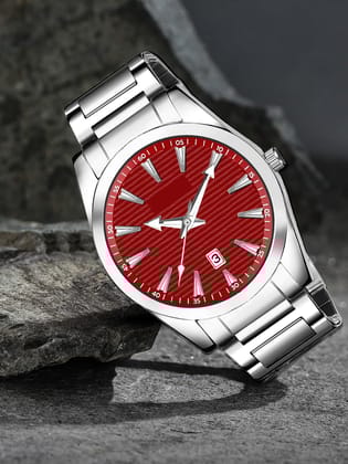 Red Dial Date Function Analog Watch for Men LR151