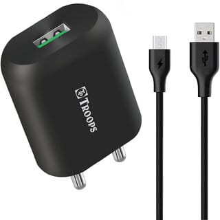 TP TROOPS Single Port  Smart USB Charger Adapter, Multi-Layer Protection, Made in India, BIS Certified, Fast Charging