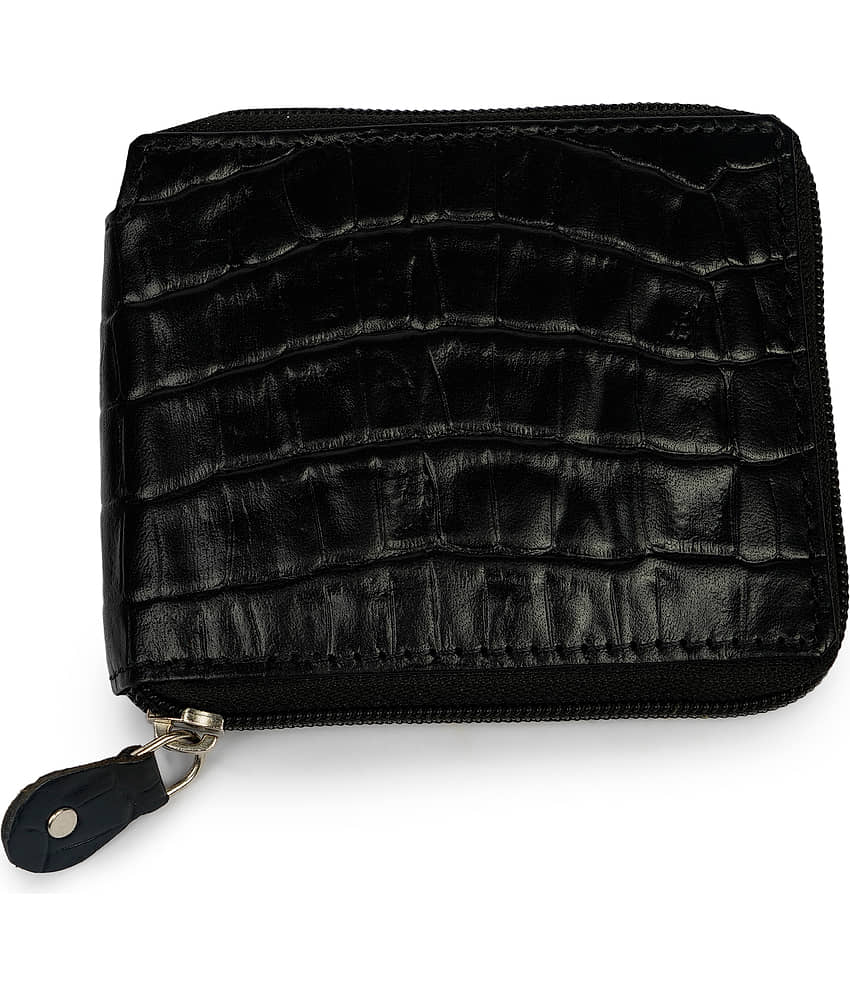 CIMONI Leather Solid Men's Zip Around Wallet With 6 Slots For Card ( Black , Pack of 1 )