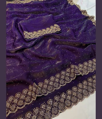 Rangtulika Ethnics Silk Blend Solid Regular Saree With Unstitched Blouse Piece ( Lavender )