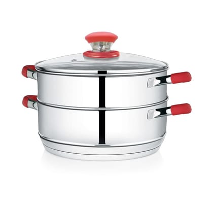 Premier Stainless Steel Induction Bottom 2 Tier Steamer with glass lid - 20 cm