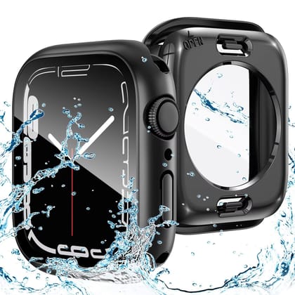 VEMIGON Waterproof Case for Apple Watch SE3/SE2/SE/Series 6/5/4 44mm with Tempered Glass Screen Protector, Full Coverage Hard PC Bumper Back Frame, Protective Cover for iWatch - (44mm Black) VEMIGON Waterproof Case for Apple Watch SE3/SE2/SE/Series 6/5/4