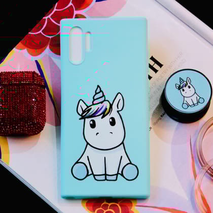 Cute Unicorn Silicone Soft Case (With Pop Up Socket Holder Stand)-Samsung Galaxy Note 10 Plus