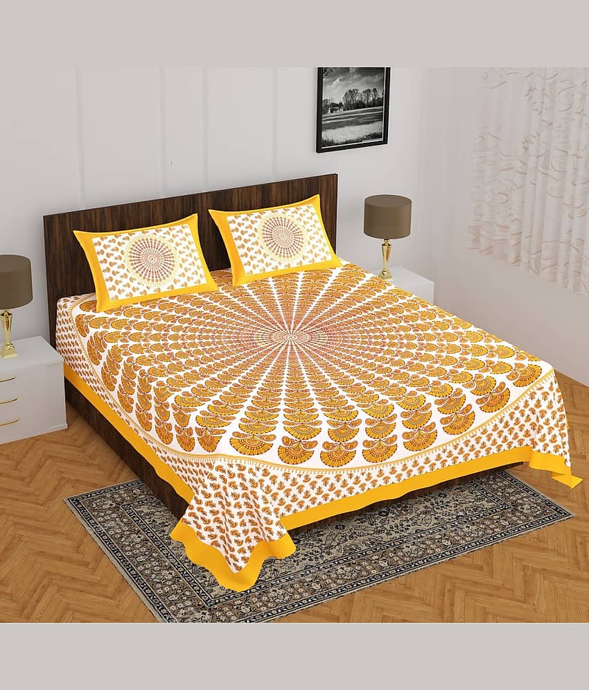 ABHACLOTHO Cotton 1 Double Bedsheet with 2 Pillow Covers ( Multicolor )