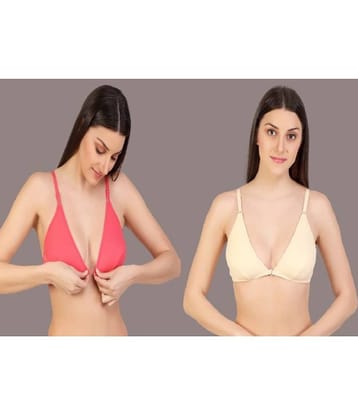 Desiprime Pack of 2 Cotton Non Padded Women's Plunge Bra ( Multicolor )