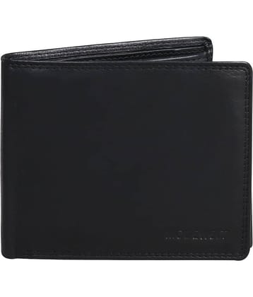 MODEWELT Black Leather Men's Two Fold Wallet ( Pack of 1 )