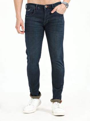 Men's Knitted Mid-Rise Dark Grey Slim fit Jeans | Rick Rogue-36