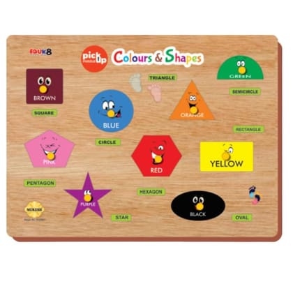 MUKESH Shapes and Colours Wooden Pickup Puzzle 9 Pieces Educational Toy for Kids