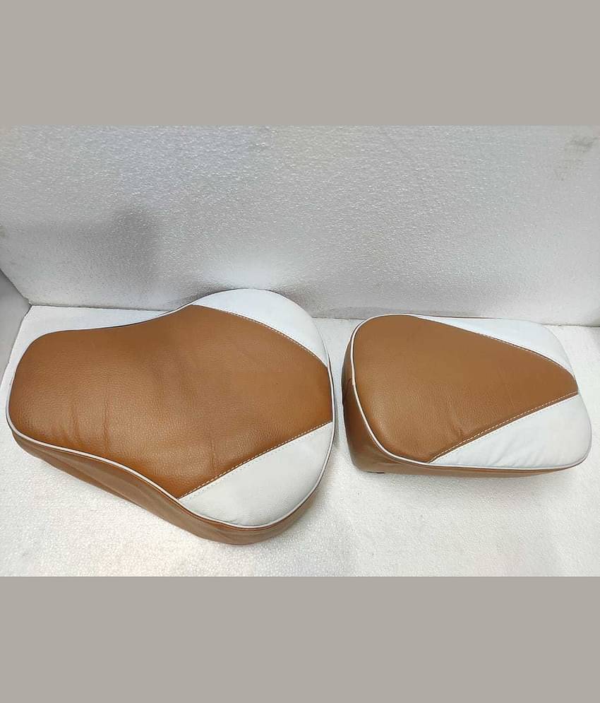 KOHLI BULLET ACCESSORIES Stylish Classic Seat Cover Tan & White  For Classic 350CC 500CC
