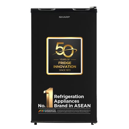 SHARP 92 L 2 Star Mini Direct Cool Single Door Refrigerator |Japan 7 Shields Protection|Vegetable Box| Toughened Glass shelves I (Metal Black, SJ-MRW101N2-PKS) - 92L Metal Black / Mini 