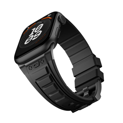 Luxury Titanium Redefine Silicone Straps By iSerieshub Compatible For iWatch-Full Black / 49 - 46 - 45 - 44MM