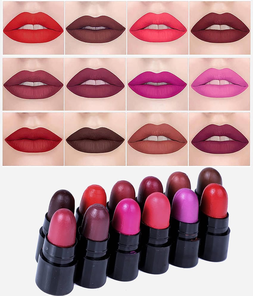 Play Run Minis Pout Party Matte Lipstick Highly Pigmented Mini Lipsticks (Set of 12 )