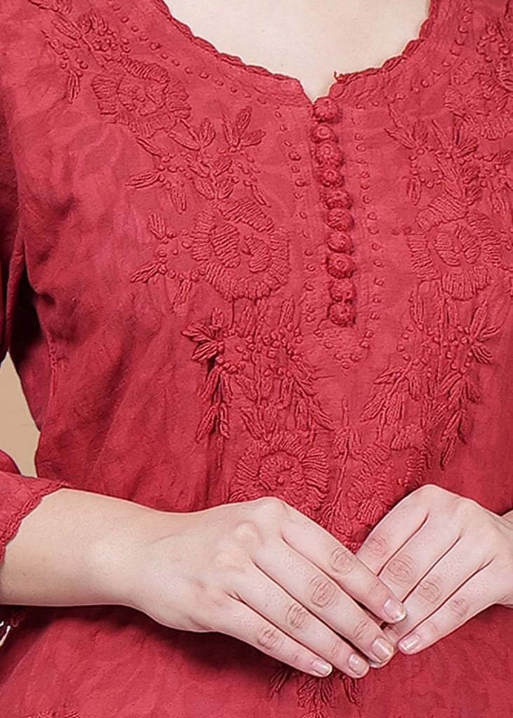 Braso Cotton Hand Embroidered Chikankari Work Kurta