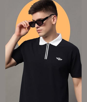GET GOLF Pack of 1 Cotton Blend Regular Fit Solid Half Sleeves Men's Polo T Shirt ( Black )