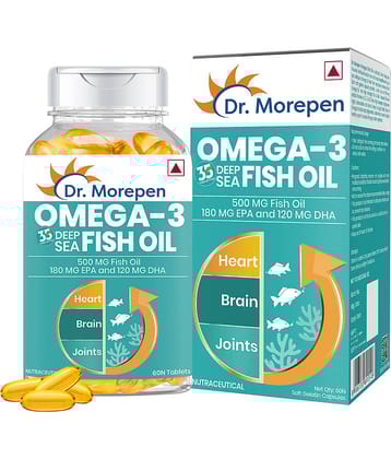 Dr. Morepen Omega-3 Deep Sea Fish Oil | 500mg Capsules with Vitamin A & E| No Fishy Burps (60 Capsules)