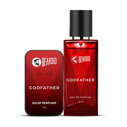 BEARDO Godfather Solid Perfume 10G & Godfather Perfume 50Ml - Set Of 2 For Men | Strong & Long Lasting Fragrance | For Date Night | Ideal For Daily Use, Elegant Scent Experience BEARDO Godfather Solid Perfume 10G & Godfather Perfume 50Ml - Set Of 2 For M