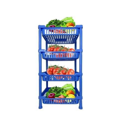 Sulfar Multipurpose Plastic Trolley with Countertop Dish Rack for Kitchen Fruit Vegetable Storage Basket