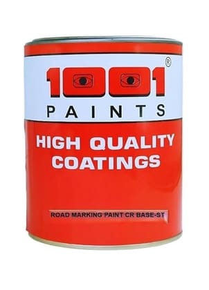 1001 Chlorinated Rubber (CR) Base Road Marking Paint St I Used for road markings, including lane lines, pedestrian crossings, arrows, and symbols. Surface Suitability: Ideal for concrete, asphalt, and bitumen surfaces- (White 1 Ltr )