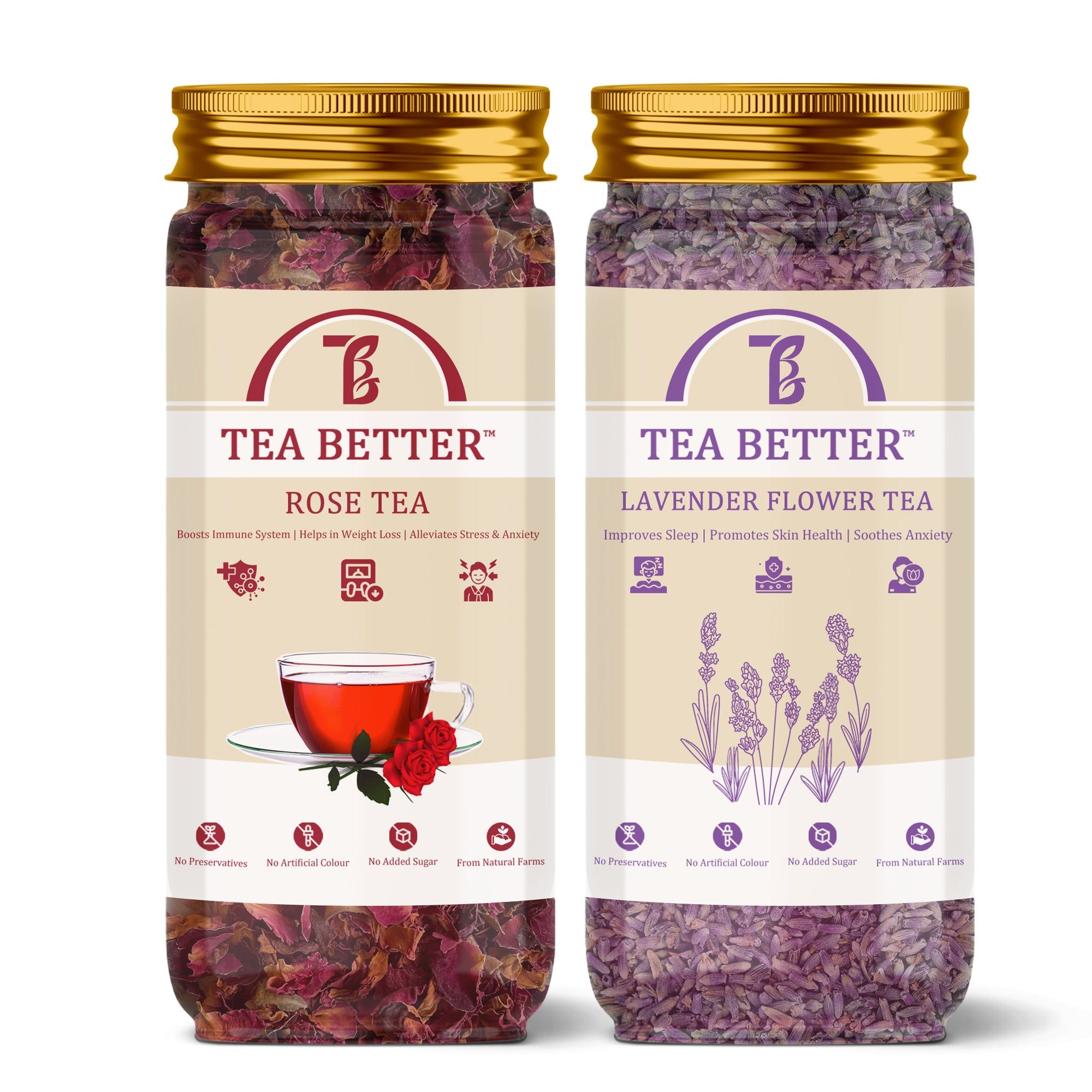 Rose and Lavender Tea combo-Rose 40g & Lavender 40g