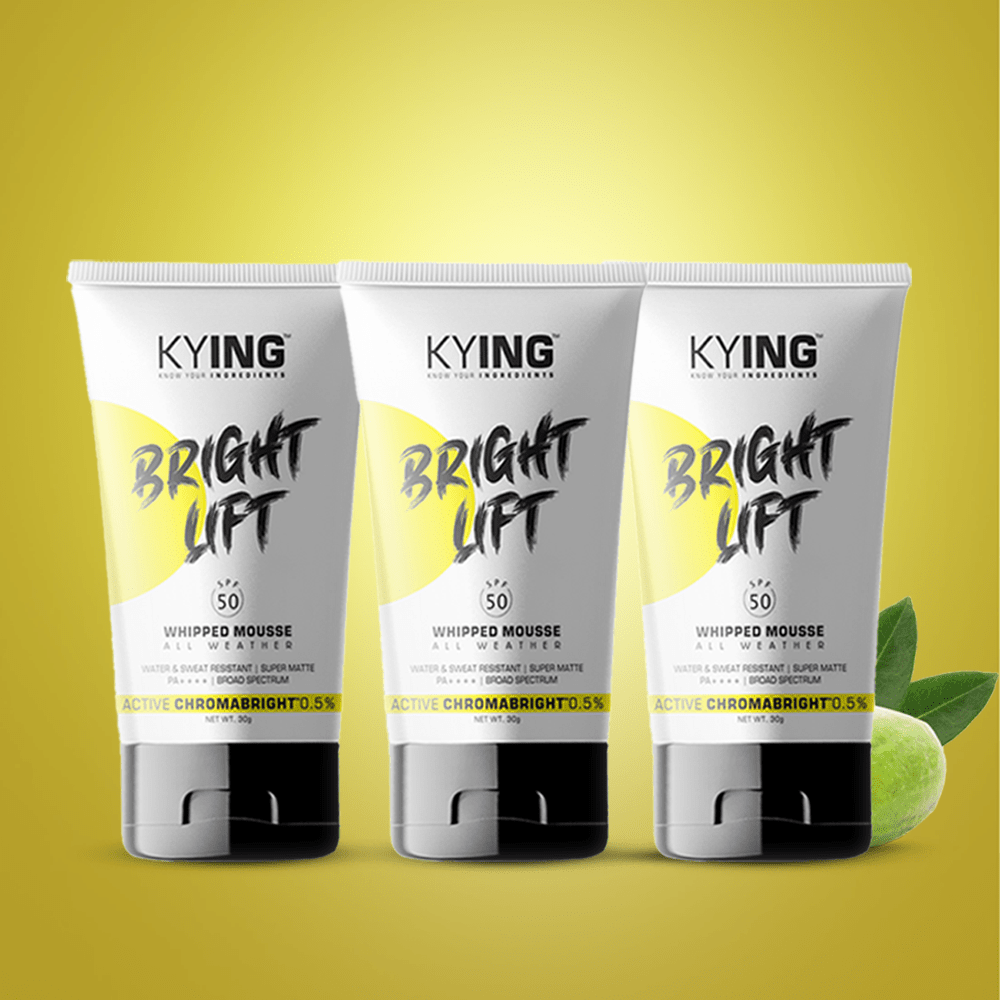 KYING Bright Lift Whipped Mousse SPF50, with Active Chromabright for Instant & Long Lasting Brighteness, 30g - Set of 3