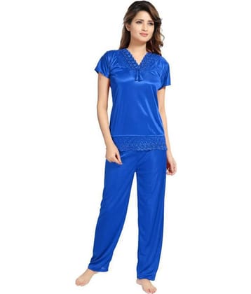 Reposey Satin Nightsuit Sets - Blue Single