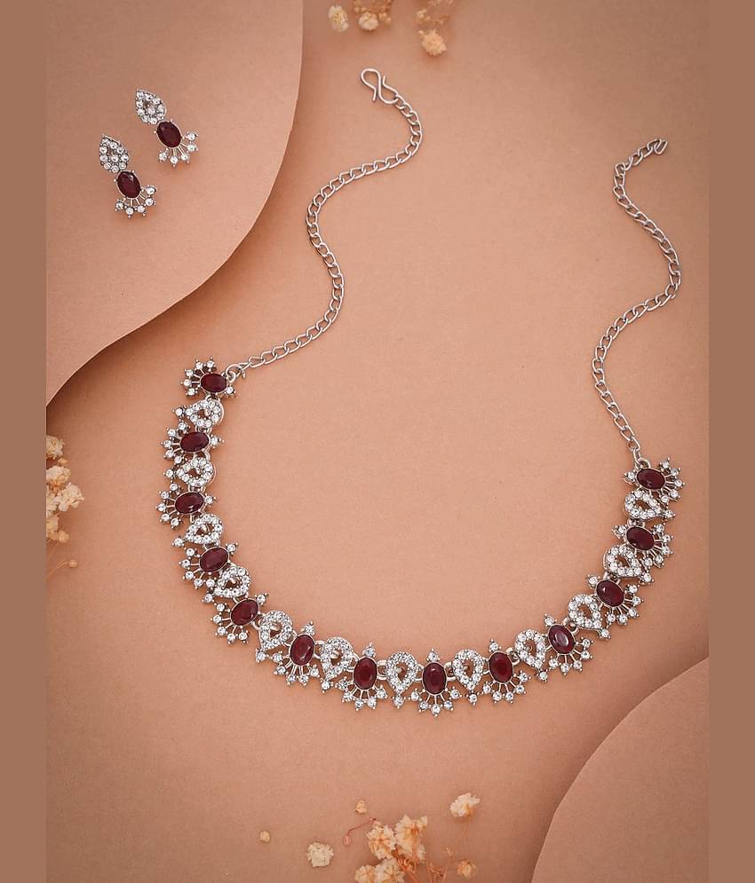 Lyriss Pink Brass Necklace Set ( Pack of 1 )