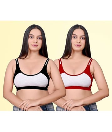 haya fashion Pack of 2 Cotton Non Padded Women's Everyday Bra ( Multicolor ) Rima Sports D706