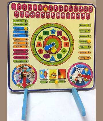 WOODEN LEARNING CALENDER CLOCK  (DAYS OF THE WEEK , MONTHS OF THE YEAR , WEATHER SEASON )  FOR KIDS PRE PRIMARY EDUCATION