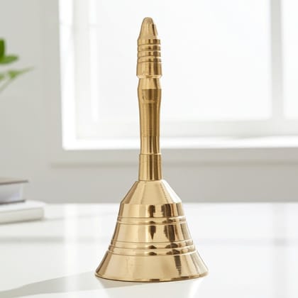 Brass Pooja Hand Bell, Meenar Ghanti, Height : 4.5 Inch (FMAS678 C)
