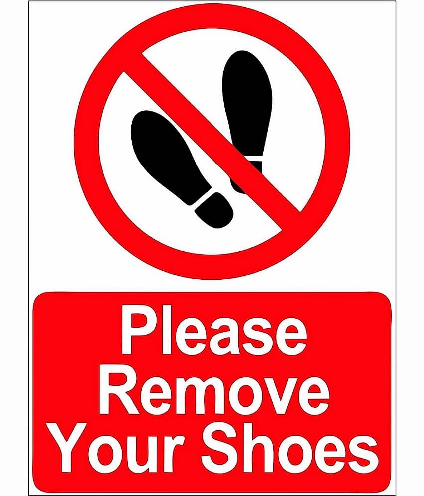 Asmi Collection Self Adhesive Wall Stickers Remove Your Shoes Sign Wall Sticker ( 27 x 20 cms )