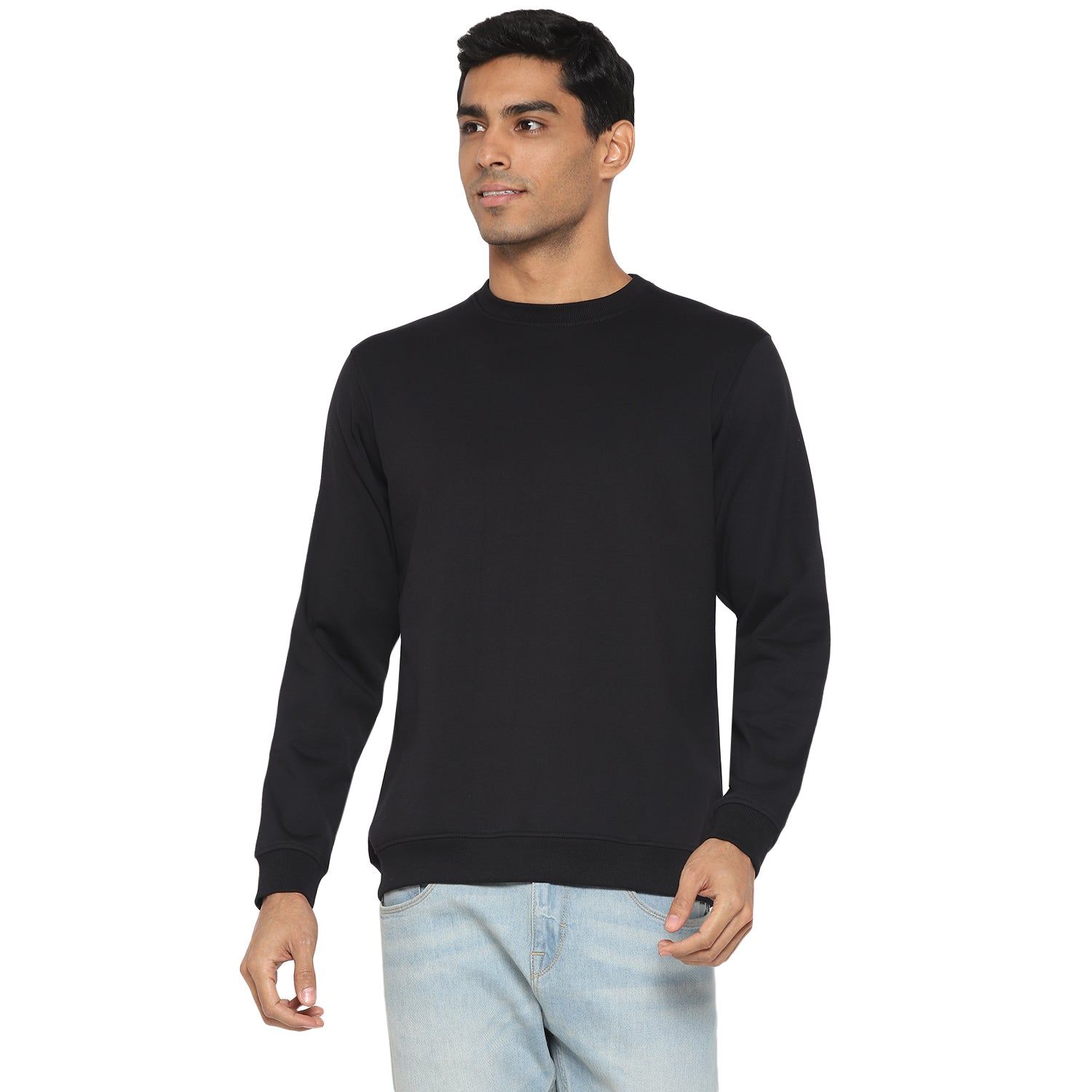 Round Neck Sweatshirt For Men - Jet Black-M / Jet Black
