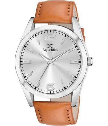AQUA BLISS - Brown Leather Analog Men's Watch