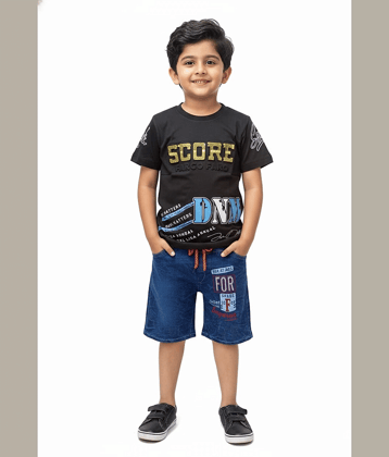 DS DRESSES Pack of 1 Boys Cotton Blend T-Shirt & Shorts Set ( Black )