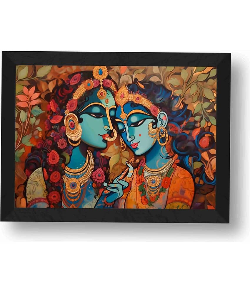 Saf - Radha krishna Religious wall hanging Painting with Frame (1U)