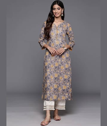 Varanga Cotton Printed Straight Women's Kurti - Mauve ( Pack of 1 )