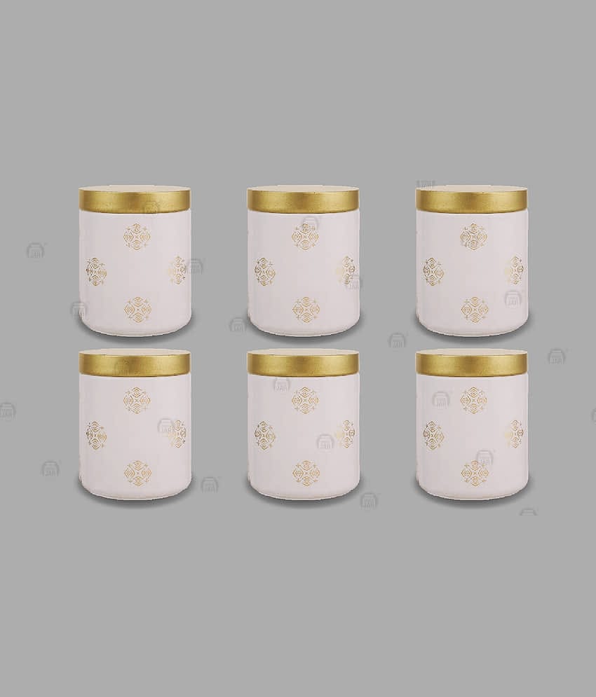 CROCO JAR Glass Gold Cookie Container ( Set of 6 )