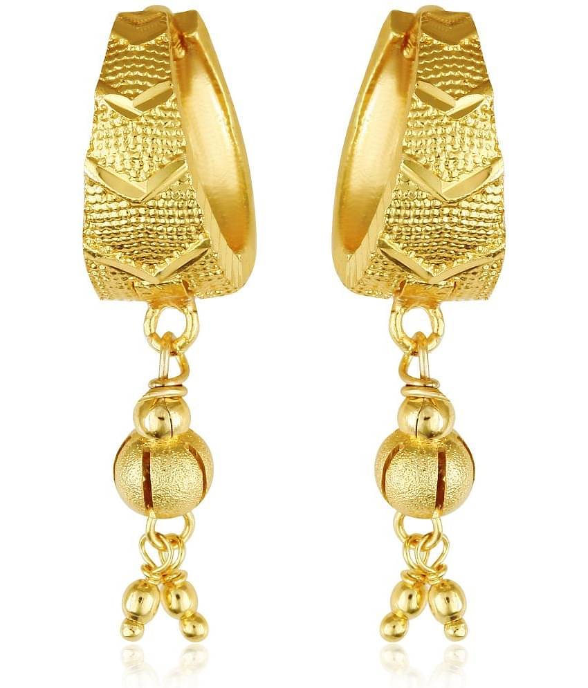 Vighnaharta Filigree work Gold Plated alloy Hoop Earring Clip on fancy drop Bali Earring for Women and Girls [VFJ1478ERG]