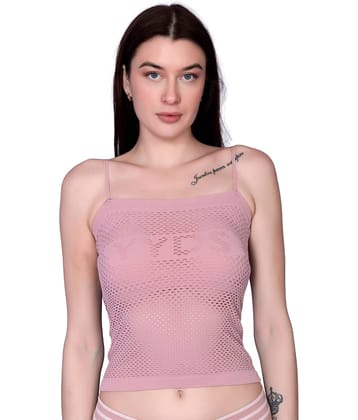 Flenzy Pack of 1 Nylon Lightly Padded Cami bra For Women ( Pink )